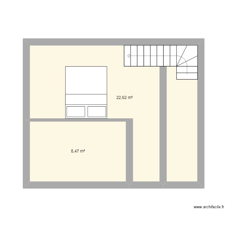 gite etage. Plan de 2 pièces et 31 m2