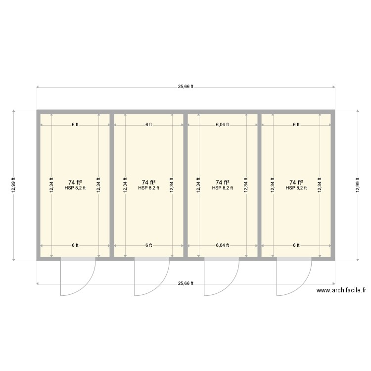 WCU New. Plan de 4 pièces et 28 m2