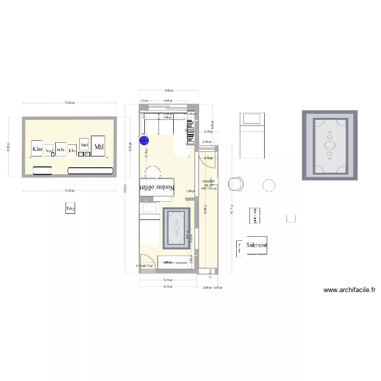 salon 5320 des erables. Plan de 3 pièces et 30 m²
