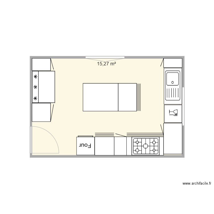 cuisine. Plan de 1 pièce et 15 m2