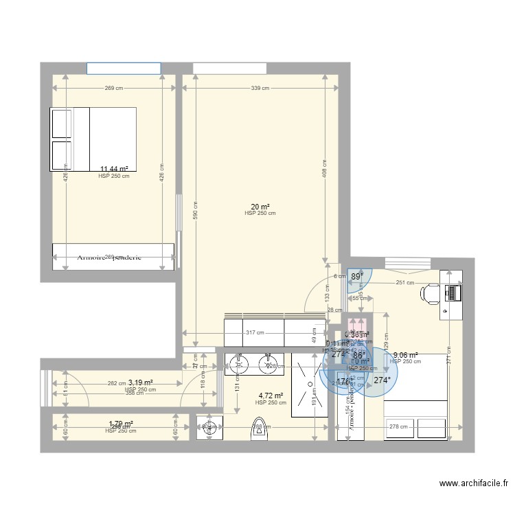 VANNEAU V3. Plan de 9 pièces et 51 m2