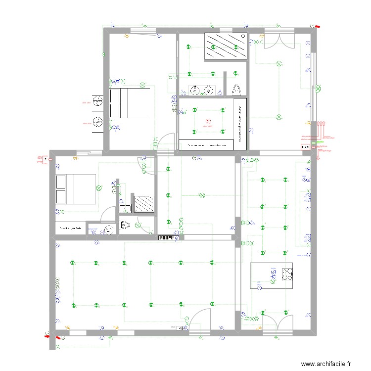 atlan 2. Plan de 10 pièces et 140 m2