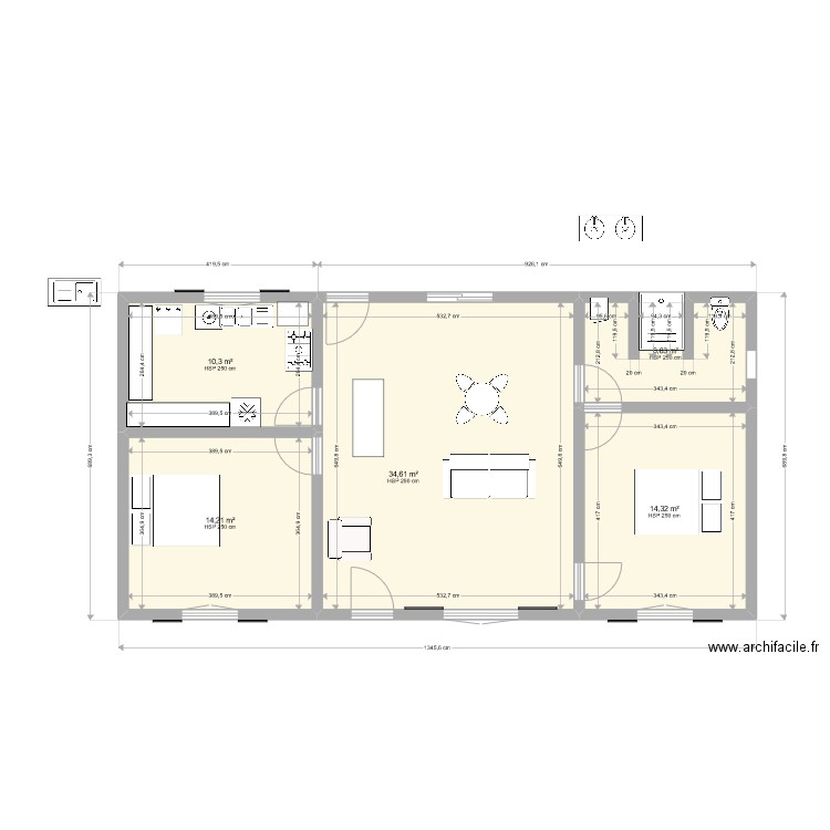 Plan 2023-3. Plan de 5 pièces et 80 m2