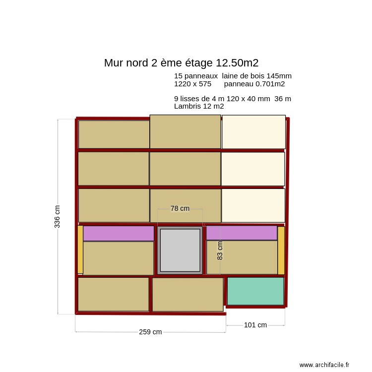 mur nord 2 ème  étage isolation bis 1. Plan de 0 pièce et 0 m2