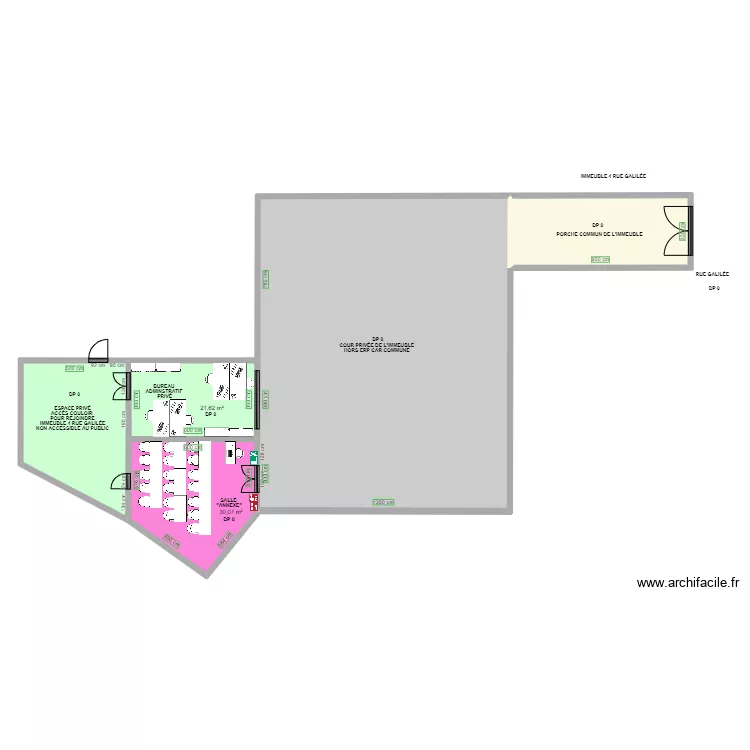 SALLE "ANNEXE2" DE L'INSTITUT SUPERIEUR DU DROIT APRES TRAVAUX. Plan de 