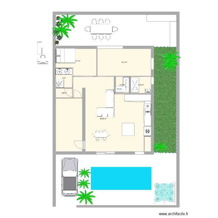 CHAMBRE PARENTALE . Plan de 7 pièces et 88 m2