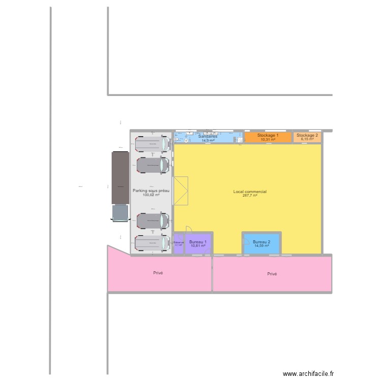 local . Plan de 10 pièces et 608 m2