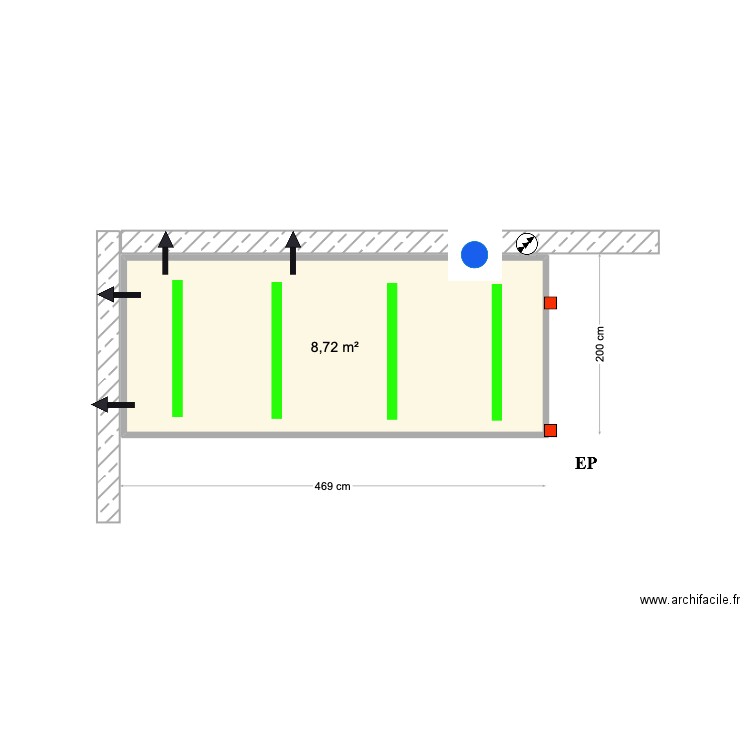 Sandra Penedos Setubal. Plan de 1 pièce et 9 m2