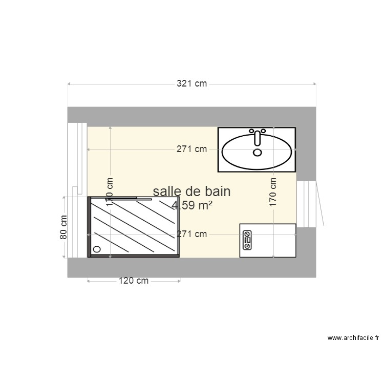 salle bain projet A . Plan de 0 pièce et 0 m2