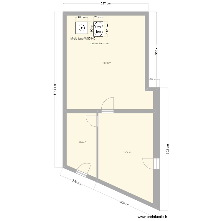 SAUXMARAIS. Plan de 3 pièces et 74 m2