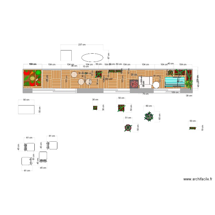 Balcon. Plan de 1 pièce et 10 m2