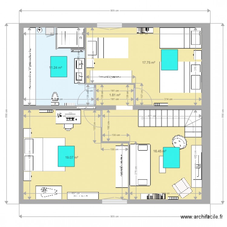 amenagement grenier bayonne 3 chambres. Plan de 0 pièce et 0 m2