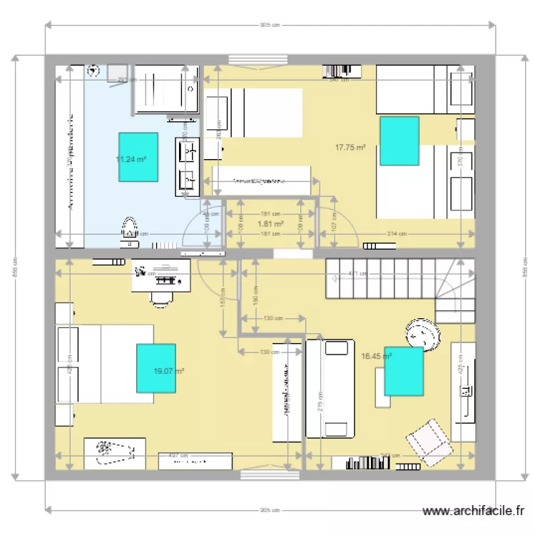 amenagement grenier bayonne 3 chambres. Plan de 