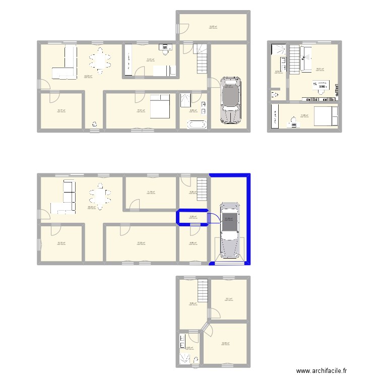 morancé v2. Plan de 22 pièces et 307 m2