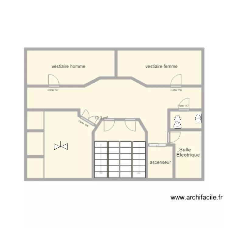 grand gym 2 &eacute;tage. Plan de 