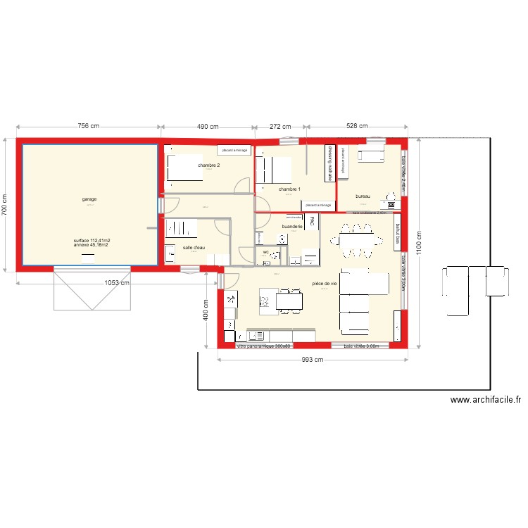 plan simplifié entrée cuisine 112m2 3eme vesion. Plan de 0 pièce et 0 m2