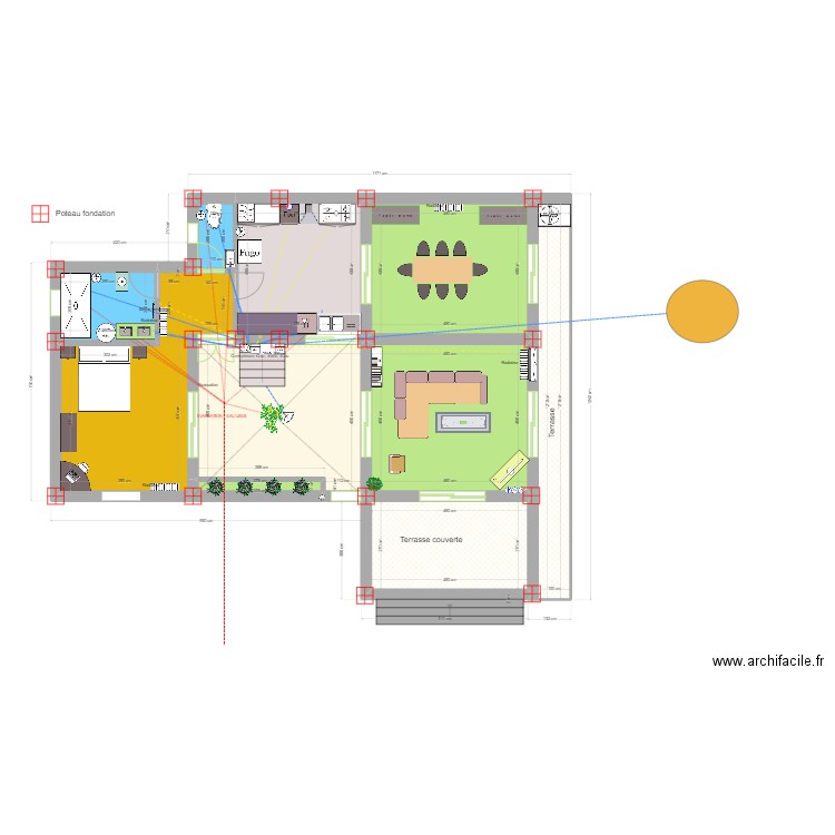 Plan rez de chaussee simple. Plan de 10 pièces et 133 m2