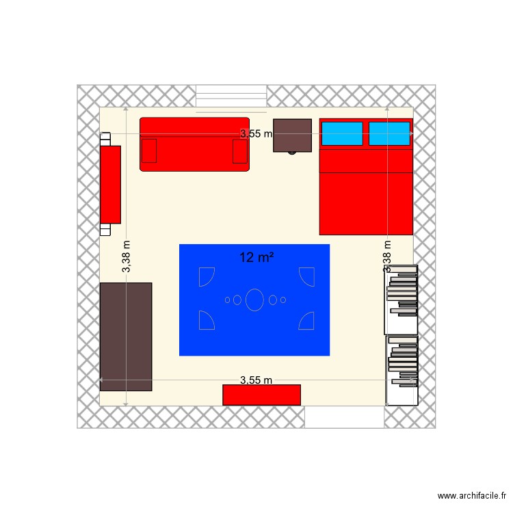 Ma chambre en vrai longueur . Plan de 0 pièce et 0 m2