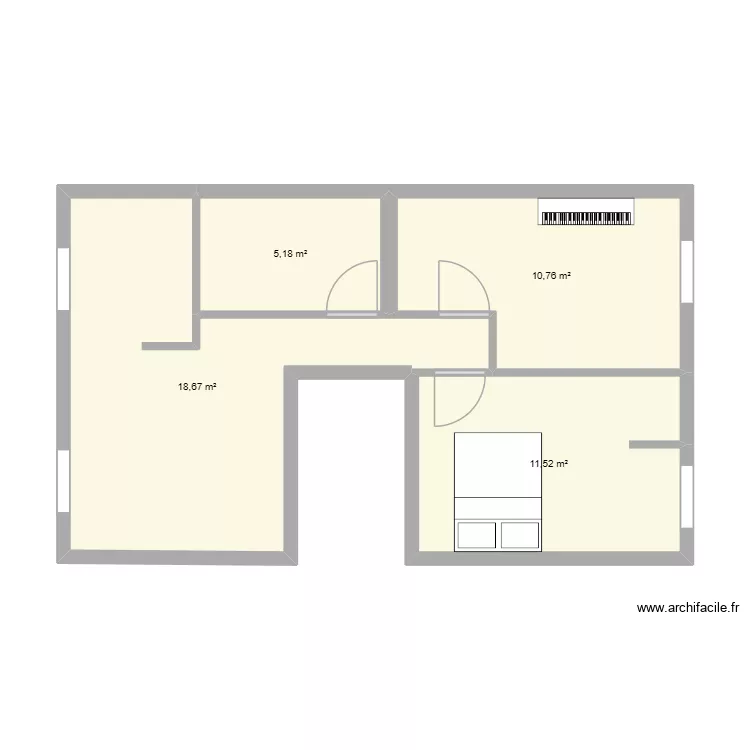 plan modifi&eacute;. Plan de 4  et 46 m²