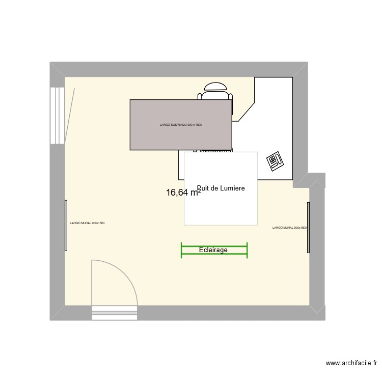 cormeilles celine. Plan de 1 pièce et 17 m2