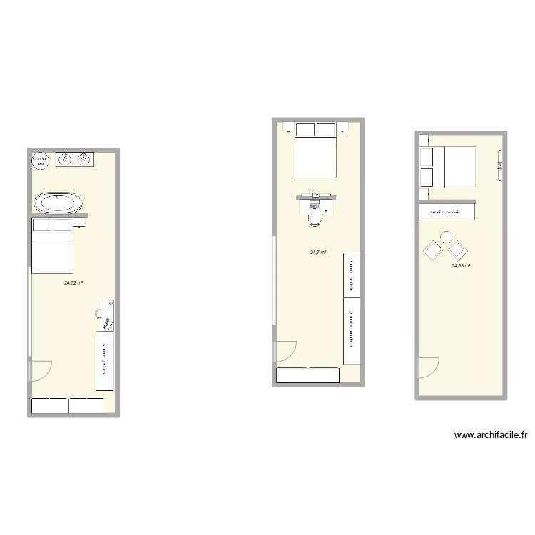 deux plan dif chambre avec ou sans salle de bain. Plan de 