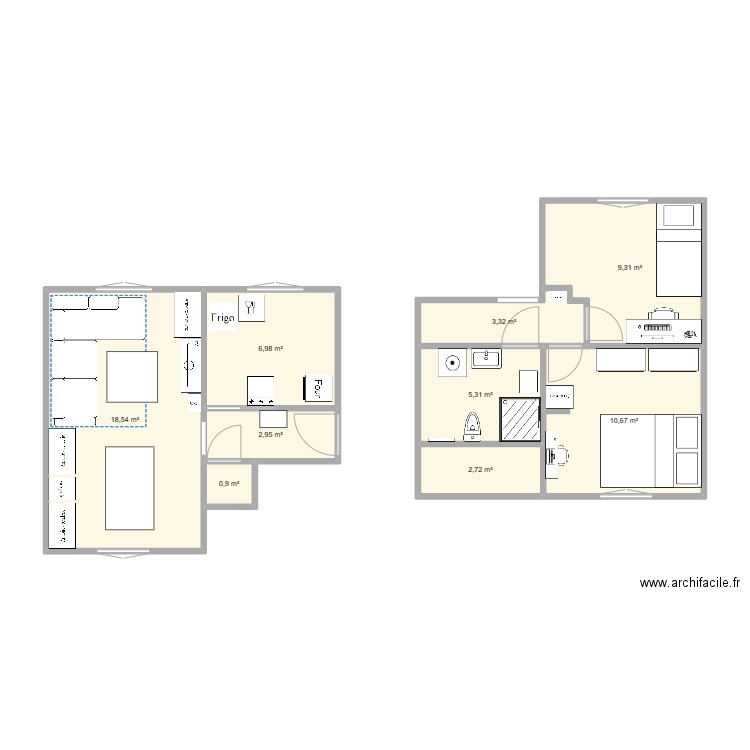 HABIBA 1. Plan de 9 pièces et 61 m2