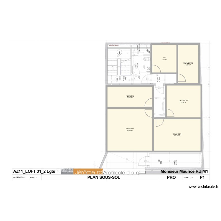 -1 faidherbe. Plan de 6 pièces et 76 m2