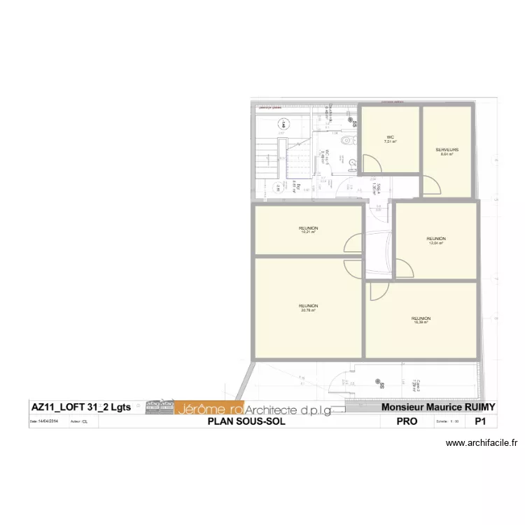 -1 faidherbe. Plan de 6  et 76 m²