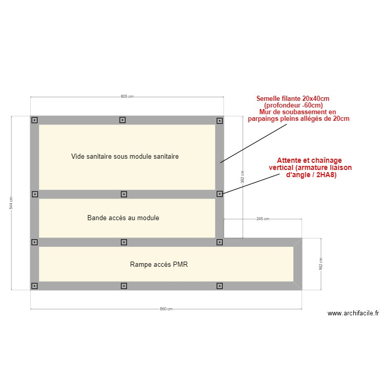 fondation tauziet. Plan de 3 pièces et 27 m2