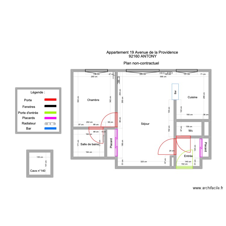 DEBRAS AVEC MESURE . Plan de 11 pièces et 53 m2