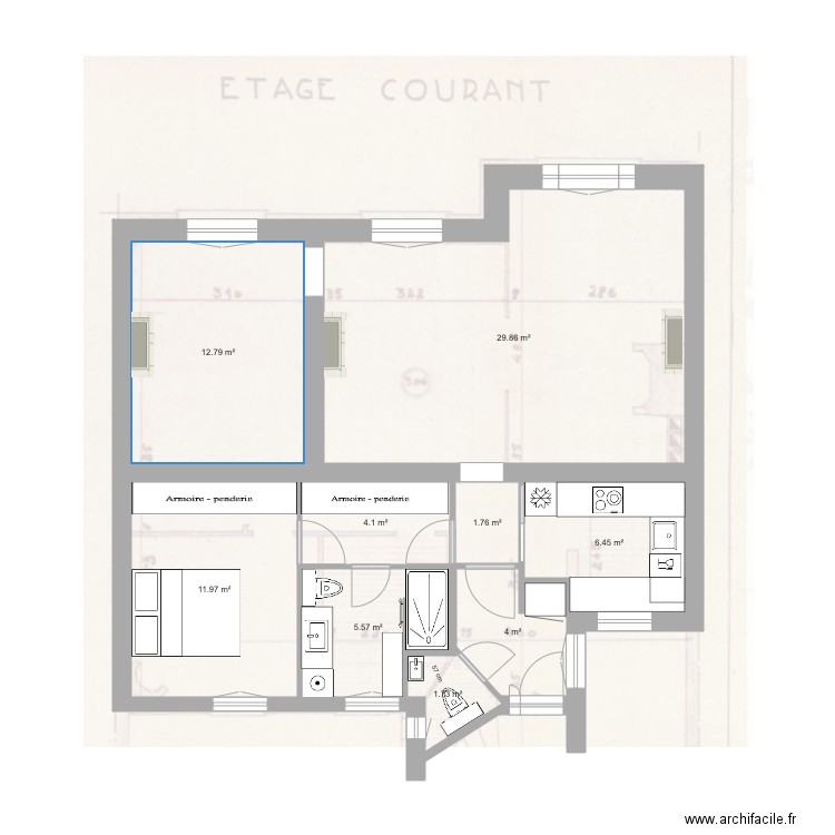 Caulaincourt Projet. Plan de 0 pièce et 0 m2