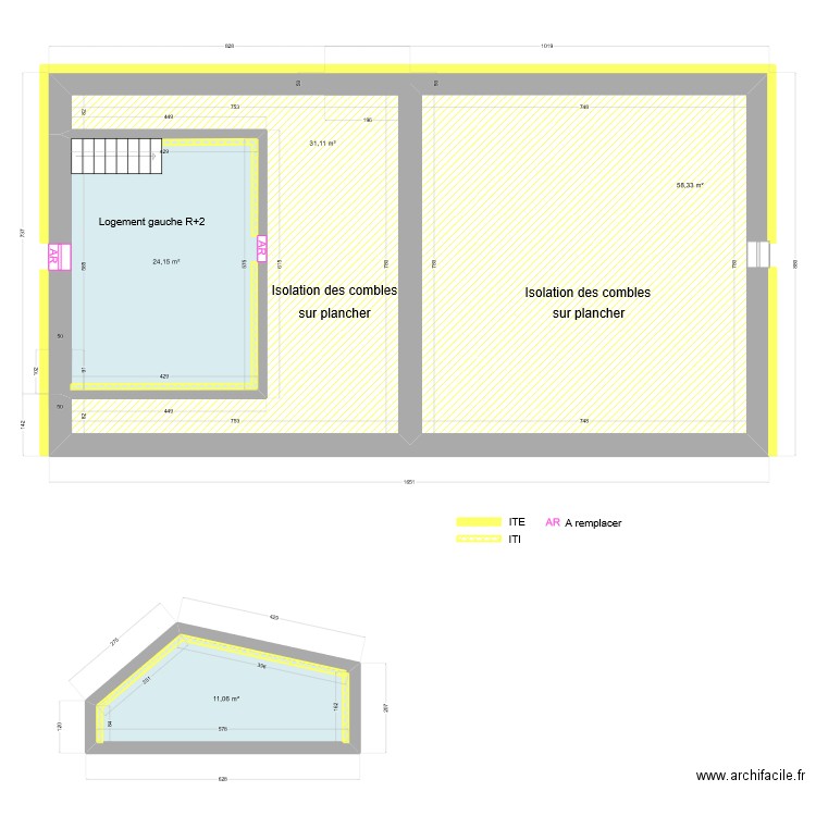 Larmoville 2 ème. Plan de 4 pièces et 125 m2