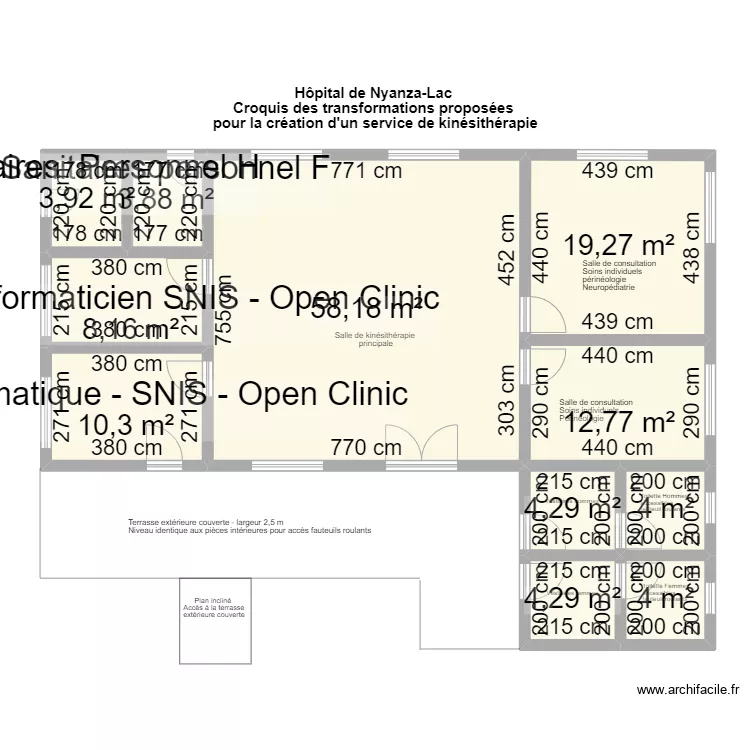 Hôpital de Nyanza-Lac - bâtiment transformé. Plan de Hôpital de Nyanza-Lac - bâtiment transformé. Plan de