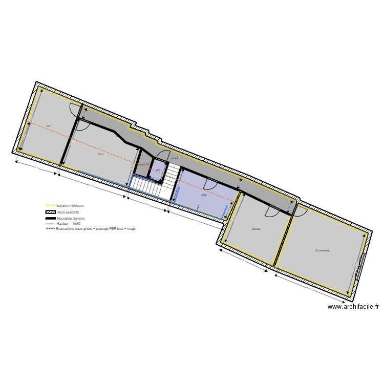 PLAN COTES. Plan de 8 pièces et 114 m2