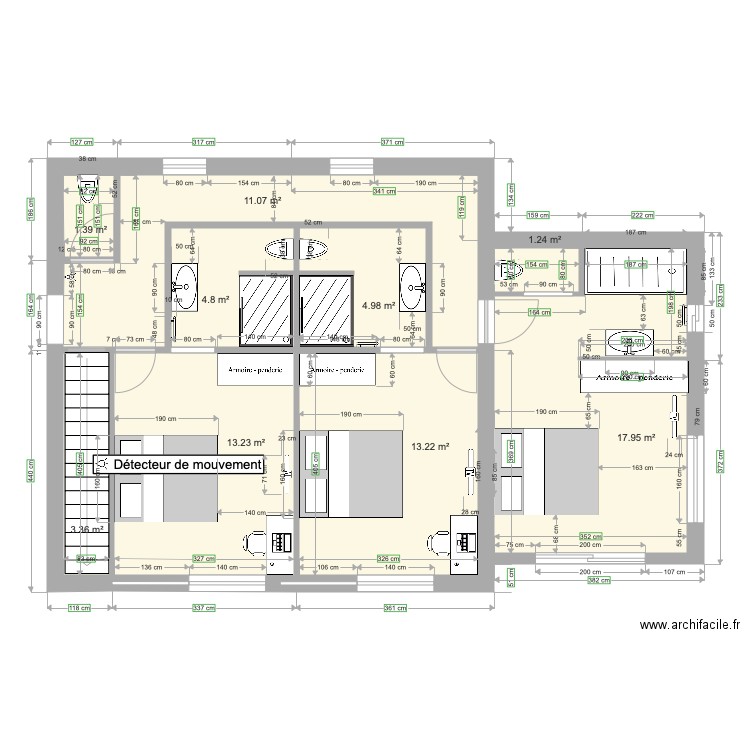 Chambre 1ier Tritons V3 1009 AXEL. Plan de 0 pièce et 0 m2