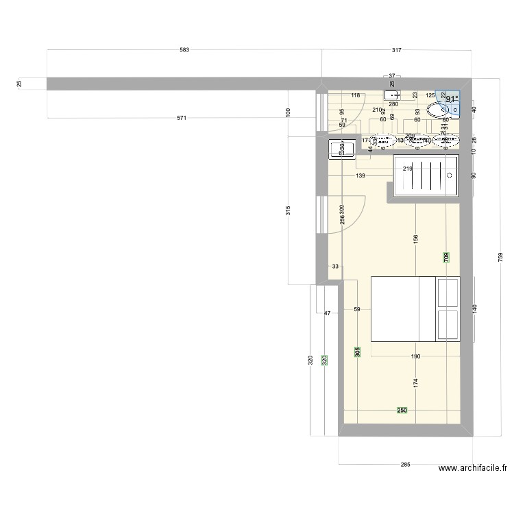 Chambre 3 proposition 1. Plan de 0 pièce et 0 m2