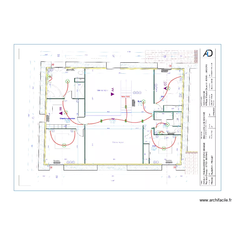 JLP Electricit&eacute; R+1. Plan de 