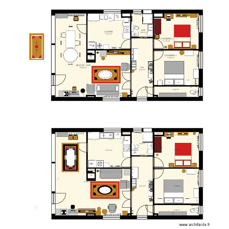 Alleyrat Plan RdC. Plan de 26 pièces et 168 m2