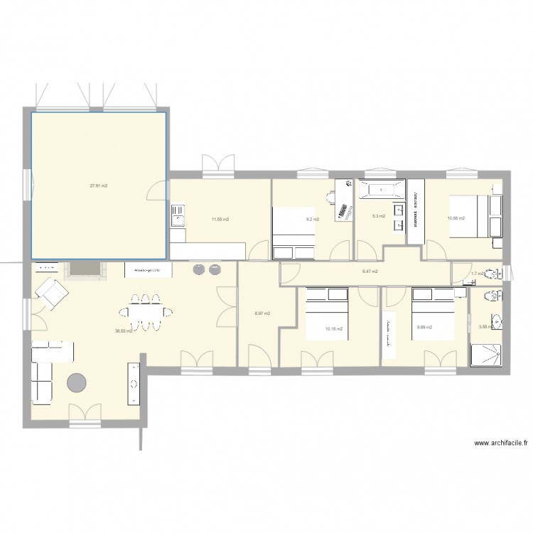 maison2. Plan de 12 pièces et 142 m2