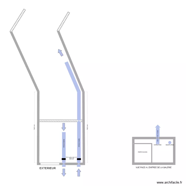 barrage pas du riot - galerie de vidange. Plan de 