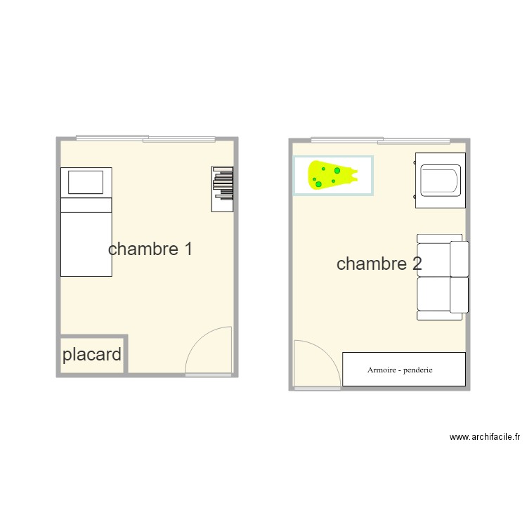 chambre 1 et 2. Plan de 0 pièce et 0 m2