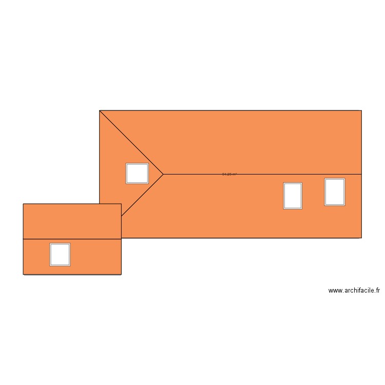 test1. Plan de 1 pièce et 51 m2