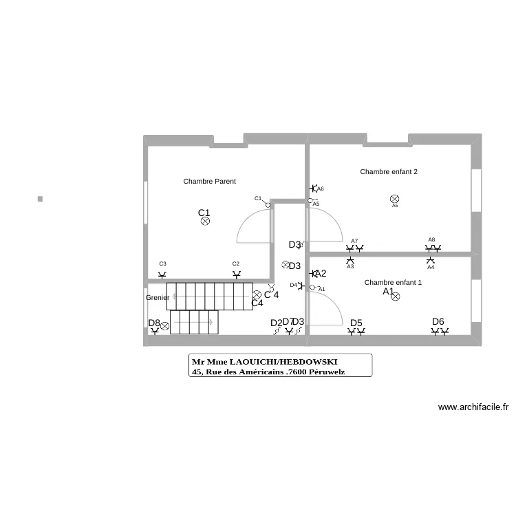 premiere  etage maison. Plan de 