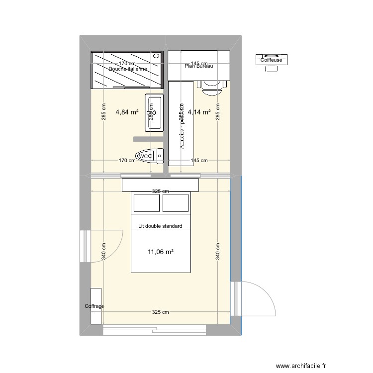 Garage Maison Saint Sorlin V4. Plan de 3 pièces et 20 m2