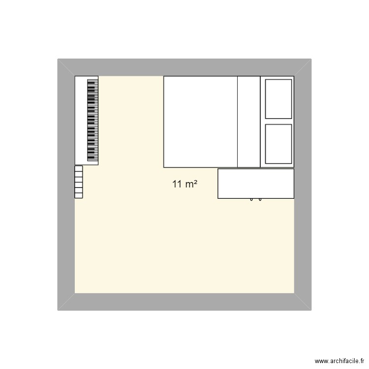 Chambre. Plan de 1 pièce et 11 m2