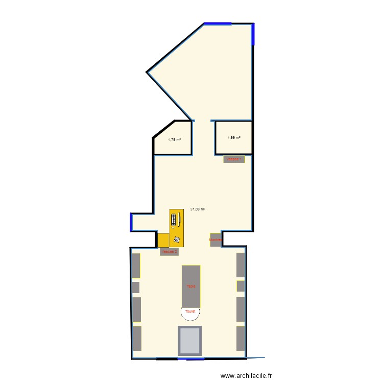 MAG2. Plan de 3 pièces et 55 m2