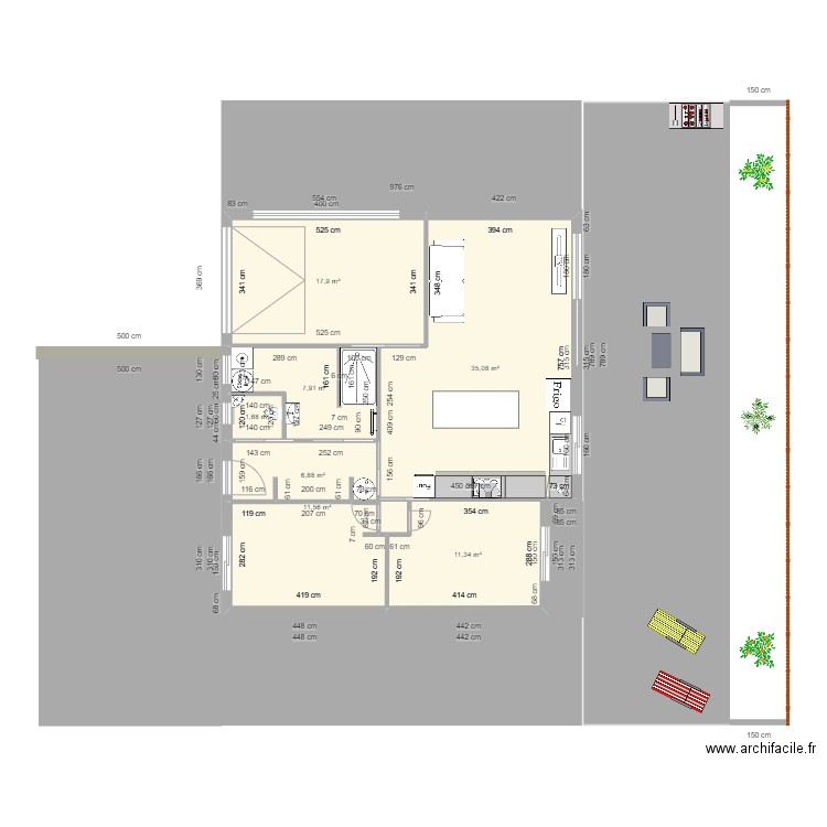 plan 4. Plan de 7 pièces et 92 m2