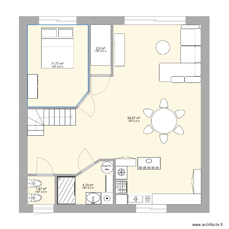 plan 1er étage Emmanuelle. Plan de 5 pièces et 73 m2