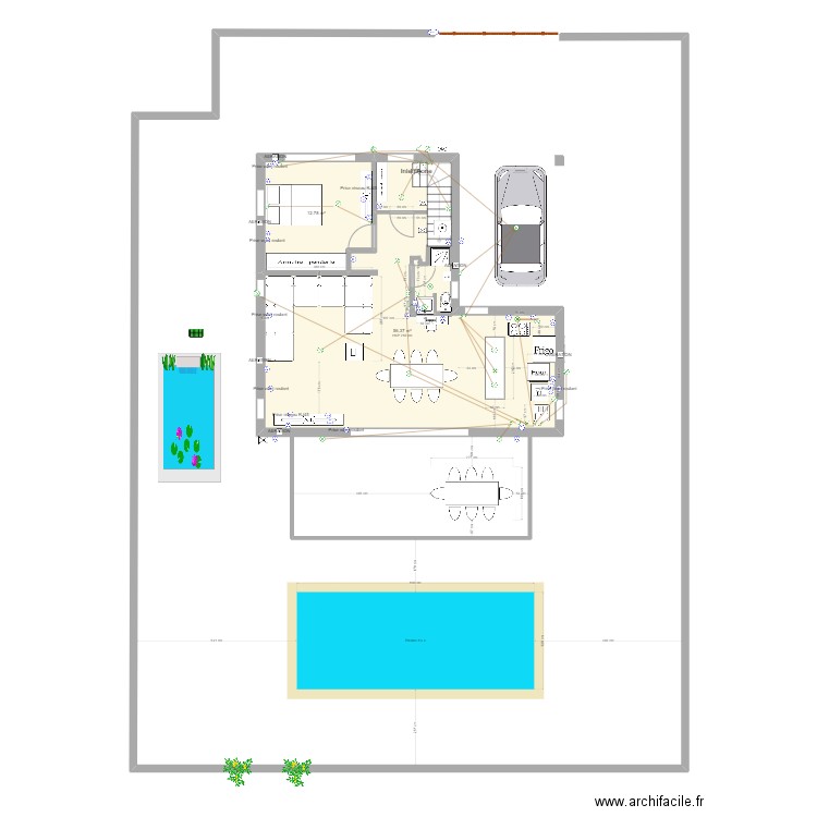 RDC PLAN detail cuisine OK. Plan de 2 pièces et 69 m2