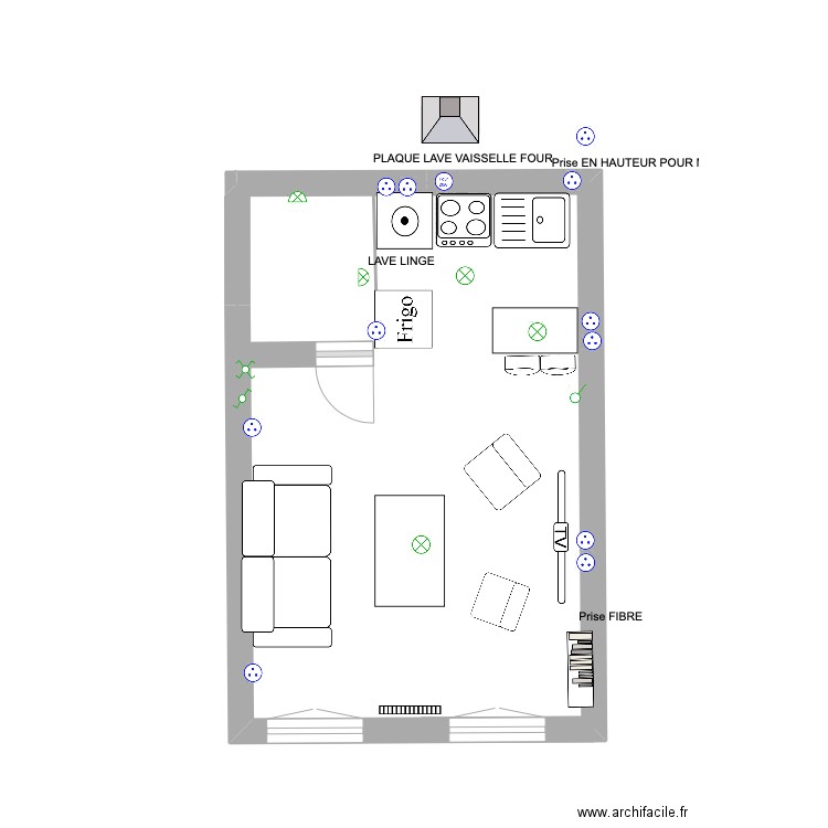 BARNEVILLE. Plan de 1 pièce et 20 m2